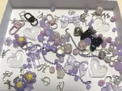 紫系ビーズ・チャームセット　まとめ売り