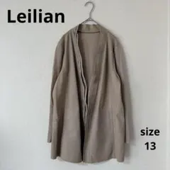 Leilianレリアン ゴートレザー×ニット切り替えノーボタンカーディガン 13