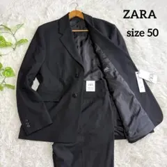 【ZARA】新品タグ付 セットアップ スーツ ブラック ストライプ XL メンズ