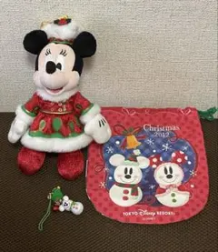 ディズニー　クリスマス　ミニーぬいぐるみバッチ他　未使用　美品