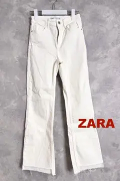 ZARA ハイウエストカットオフ ストレッチデニム