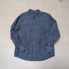 【未使用】UNIQLO ユニクロ スタンドカラーシャツ　ノーカラー　デニム　M