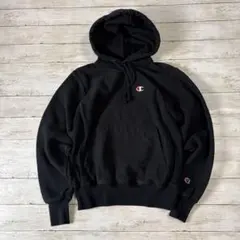 Championリバースウィーブ黒パーカーS刺繍ロゴ　ゆるダボビッグシルエット