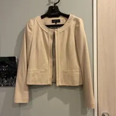 INDIVI インディヴィ ノーカラー パイピングジャケット オレンジベージュ