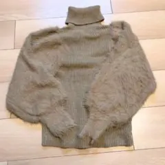 【MURUA ムルーア】ファー袖ニット　ベージュ　F ミニ丈　カジュアル