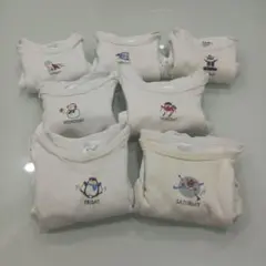 曜日のプリント入り長袖ボディスーツ　7枚セット　かぶりタイプ　肌着　ベビー肌着