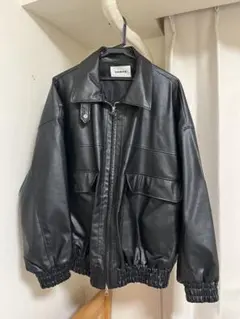 nemne ブラックフェイクレザージャケット