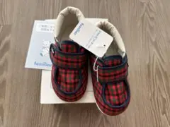 familiar 赤 チェック ベビーシューズ 13.5cm