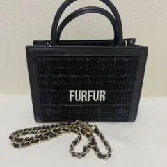 furfur ツイードロゴトートバッグ　ショルダーバッグ　黒　ブラック 限定カラー】ツイードロゴトートバッグ(バッグ)｜FURFUR（ファーファー