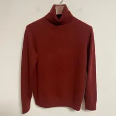 UNIQLO カシミヤ100% ダークオレンジ タートルネックセーター S