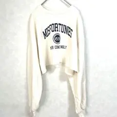 a0091 WEGO MISFORTUNES クロップド丈トレーナー アイボリー