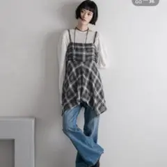 LOWRYS FARM 新品タグ付き オンブレチェックキャミチュニック