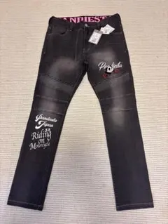 ストレッチデニムバイカーパンツ★PANDIESTA JAPAN 36インチ 黒のサムネイル