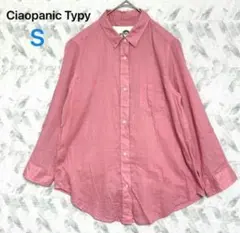 チャオパニックティピー 薄手シャツ 長袖 ピンク（S）綿麻混 リネンタッチ