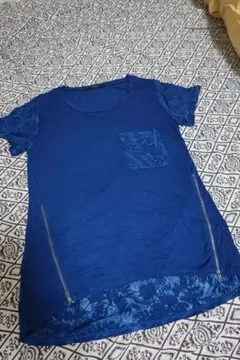 AZUL by moussy サイドジップ 半袖Tシャツ ブルー Sのサムネイル