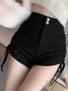 無地柄サイドリボンドローストリングショートパンツ2202285599301535