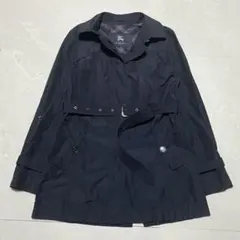 バーバリー BURBERRY ステンカラー ベルト チェック ネイビー 38