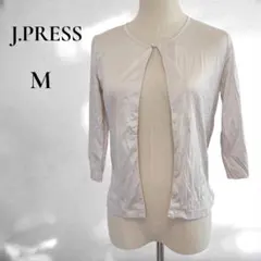 【J.PRESS】七分袖　ライトベージュ　Uネック　無地　シンプル　Mのサムネイル