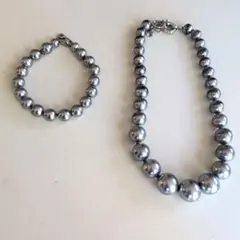 アガタ　シルバーパール　ネックレスとブレスレットのセット