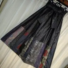 大島紬リメイクスカート着物パッチワークスカートM~L