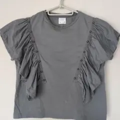 ZARA　フリル付きグレーTシャツ 130
