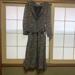 花柄シャツワンピース 長袖 リボン付き　美品です。