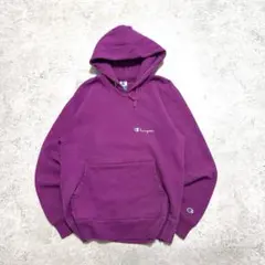 90's 青刺繍タグ チャンピオン ロゴ刺繍 前V スウェットパーカ USA製