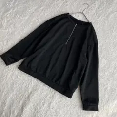 シーイン ハーフジップ プルオーバー スウェット XL ブラック トレーナー 黒