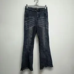 y2k ストレッチブラックデニムパンツ