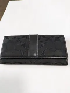 ★COACH★ブラック 長財布 キャンバス レザー