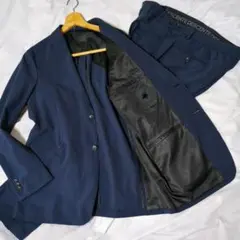 美品 DESCENTE デサント スーツ シアサッカー 紺 S ストレッチ - メルカリ