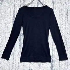 Comfort basic 長袖ラウンドネックトップス ブラック　Lサイズ