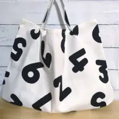 数字柄(オフホワイト) ハンドメイド　エコバッグ