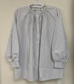 美品】Anna Kerry ストライプブラウス チュニックサイズ38 パープル 