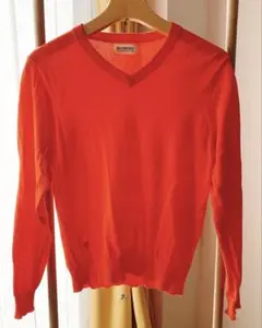 BEAMS BOY オレンジピンク Vネック 長袖ニット