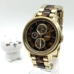 FOSSIL フォッシル レディース クロノグラフ 腕時計 ゴールド べっ甲柄