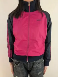 adidas ナイロンジャケット 赤/ネイビー