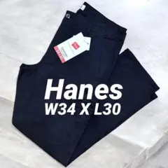 Hanes　カーゴパンツ　W34ｘ30　ブラック　チノ　ストレッチのサムネイル