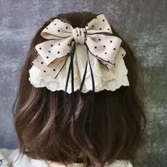 ヘアアクセサリー　ハンドメイド　ヘアクリップ　かわいい　大きめ　手作り　レース
