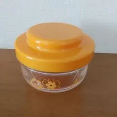 オレンジ花柄レトロポップキャニスター容器入れ物ヴィンテージ