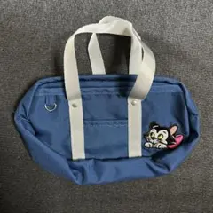 キャラクター刺繍付き青いバッグ　大幅値下げ