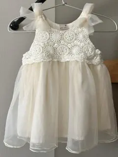 petit mainワンピース 80 レース チュール リボン 女の子　美品