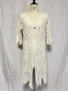 アイボリー レース カーディガン 五分袖