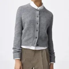 美品 パフニットクルーネックカーディガン M