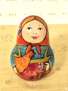 ロシア雑貨☆ウインターお起き上がりこぼし♪『銀世界の少女』鷽 雪娘