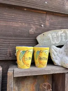 イタリア製 レモン ポット 2個セット 多肉 植木鉢 陶器 ポジターノ風