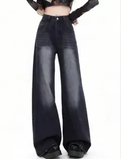 SHEIN　Mサイズ　ハイウエストデニム　ジーンズ　ティーブルーのサムネイル