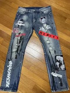 US UK ペイントダメージデニム　XL 36