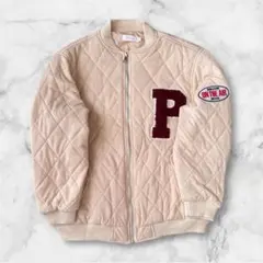 Pロゴ キルティングボンバージャケット M オフホワイト