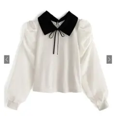 襟付シアースリーブトップス[sf971]